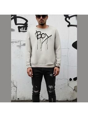White BOY London Sweatshirt size M drip logo graffiti